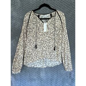 CUPCAKES AND CASHMERE Floral Peasant Blouse NWT -S Boho Gypsy Floral cottage
